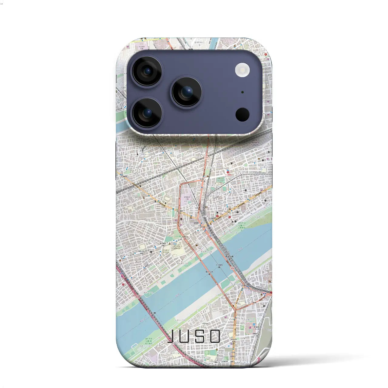 【十三（大阪府）】地図柄iPhoneケース（バックカバータイプ）