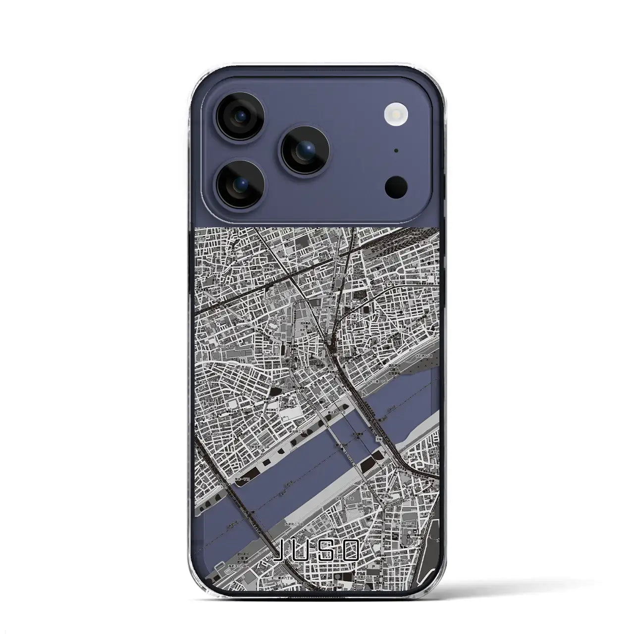 【十三（大阪府）】地図柄iPhoneケース（クリアタイプ）