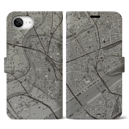 【十三（大阪府）】地図柄iPhoneケース（手帳タイプ）