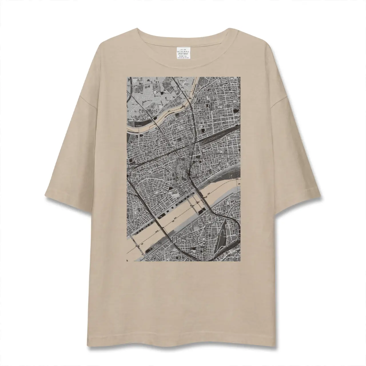 【十三（大阪府）】地図柄ビッグシルエットTシャツ