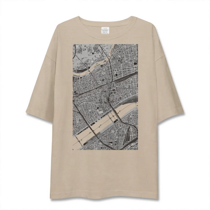 【十三（大阪府）】地図柄ビッグシルエットTシャツ