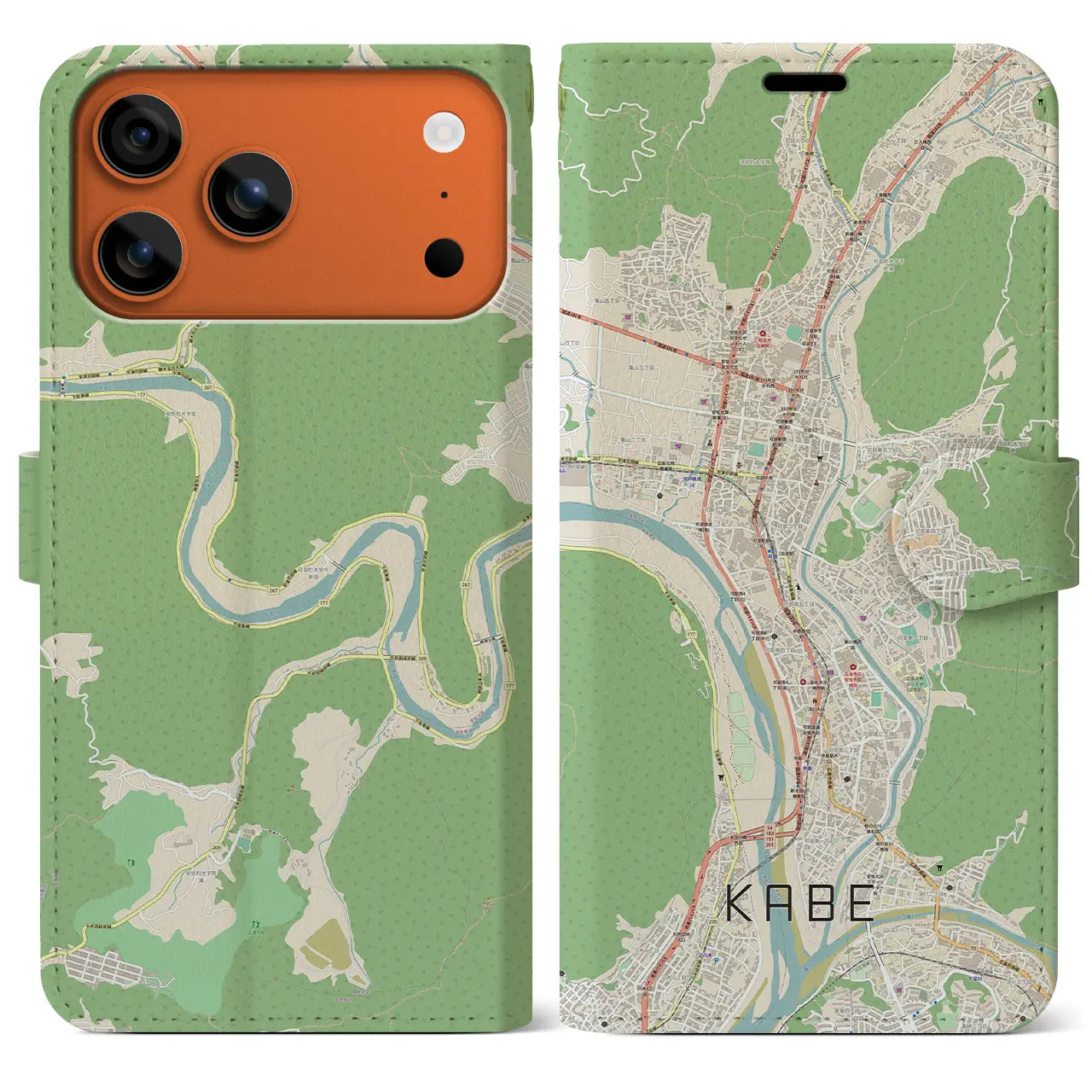 【可部（広島県）】地図柄iPhoneケース（手帳タイプ）