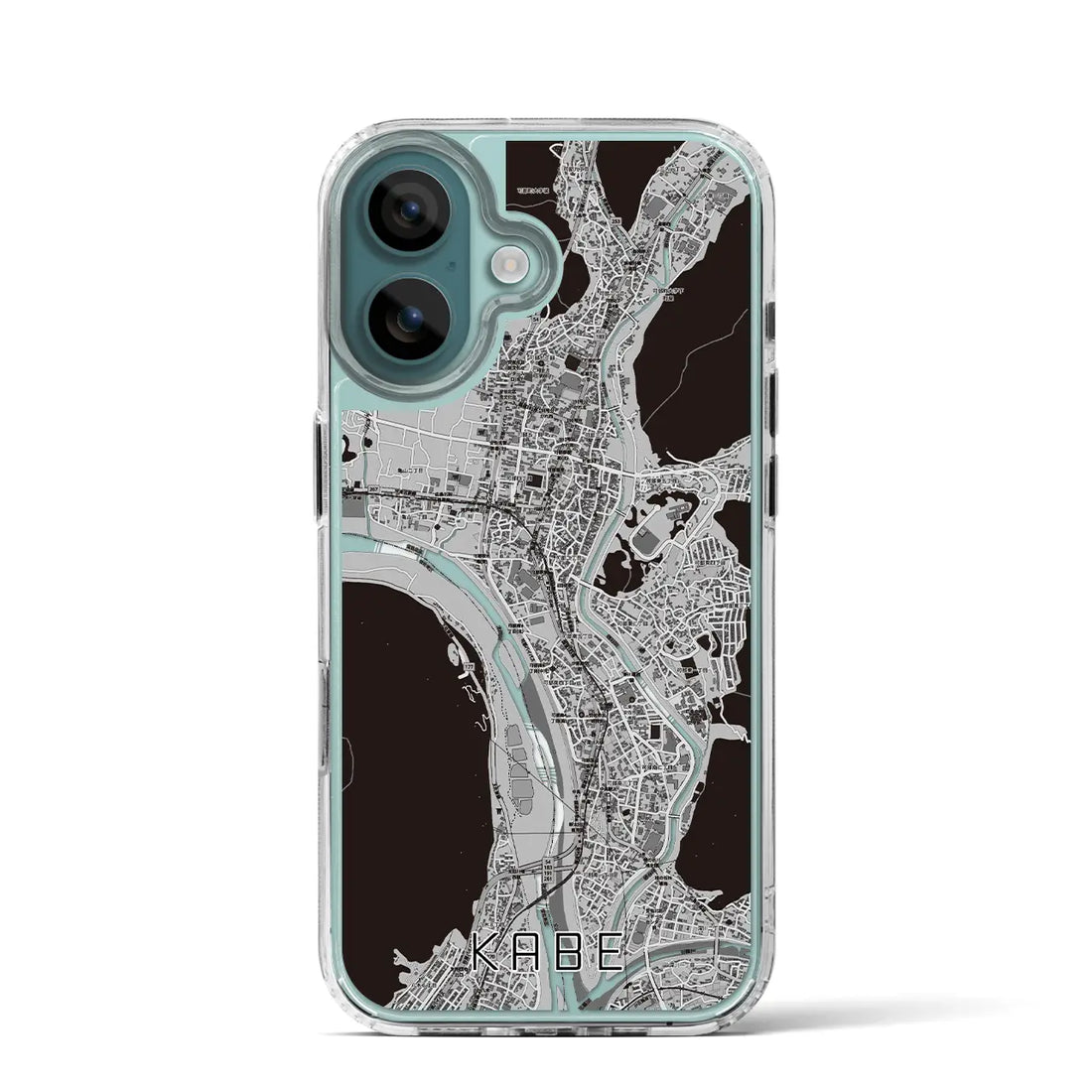 【可部(広島県)】地図柄iPhoneケース(MagSafeタイプ)モノトーン・iPhone 16 Pro 用