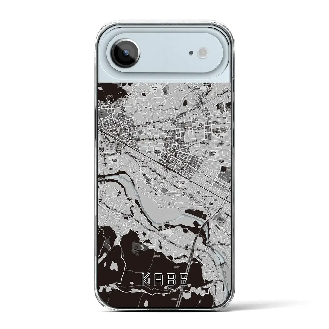 【河辺（東京都）】地図柄iPhoneケース（クリアタイプ）モノトーン・iPhone 17 Pro Max 用