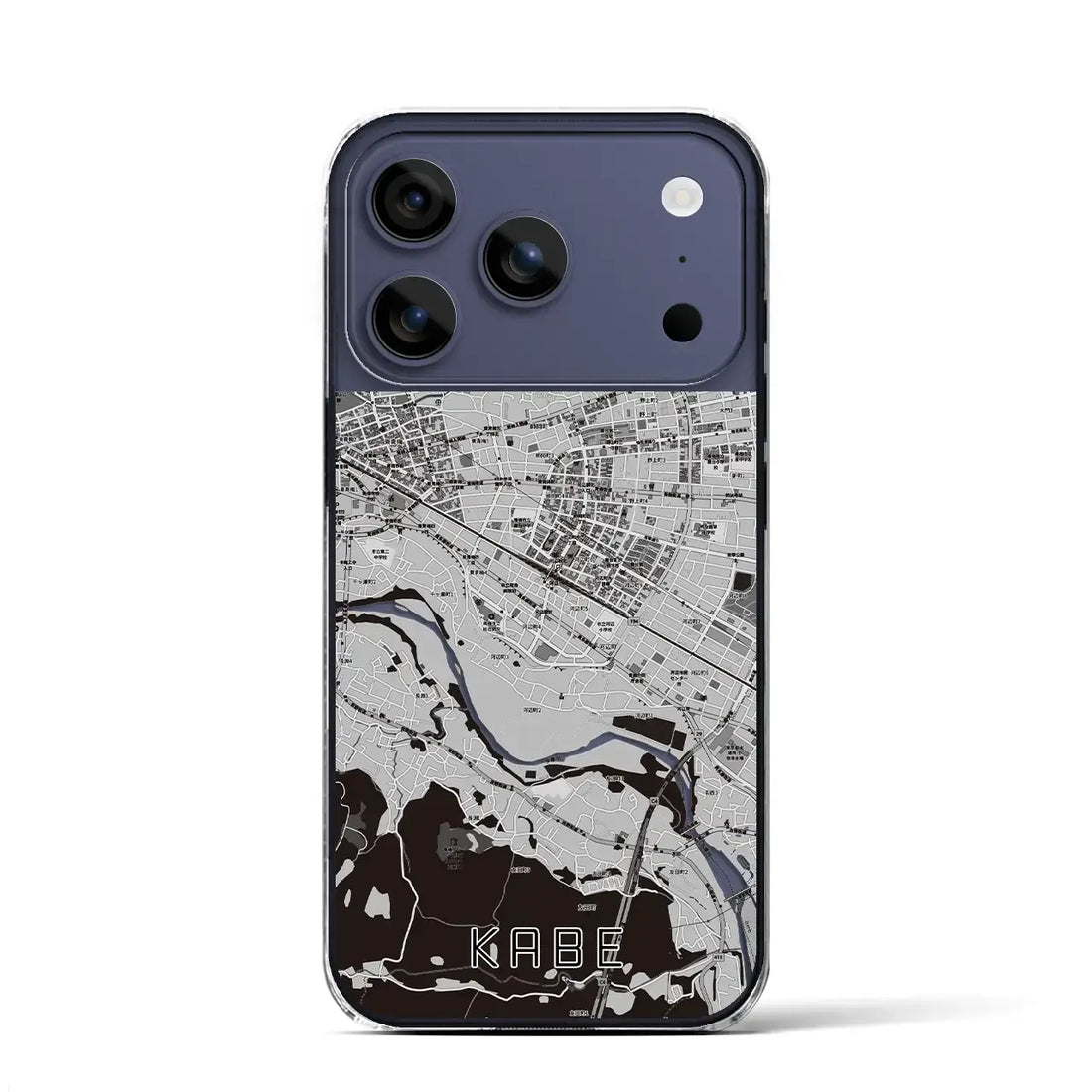 【河辺(東京都)】地図柄iPhoneケース(クリアタイプ)モノトーン・iPhone 17 Pro Max 用