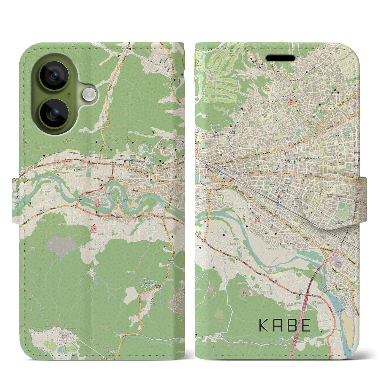 【河辺（東京都）】地図柄iPhoneケース（手帳タイプ）