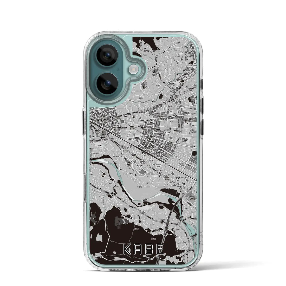 【河辺(東京都)】地図柄iPhoneケース(MagSafeタイプ)モノトーン・iPhone 16 Pro 用