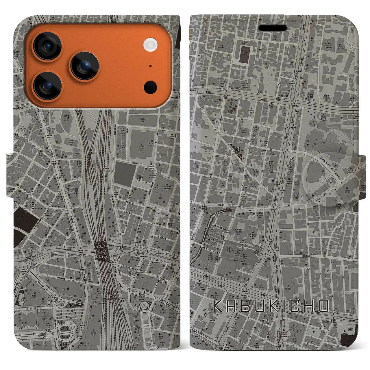 【歌舞伎町（東京都）】地図柄iPhoneケース（手帳タイプ）