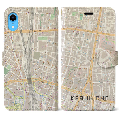 【歌舞伎町（東京都）】地図柄iPhoneケース（手帳タイプ）ナチュラル・iPhone XR 用