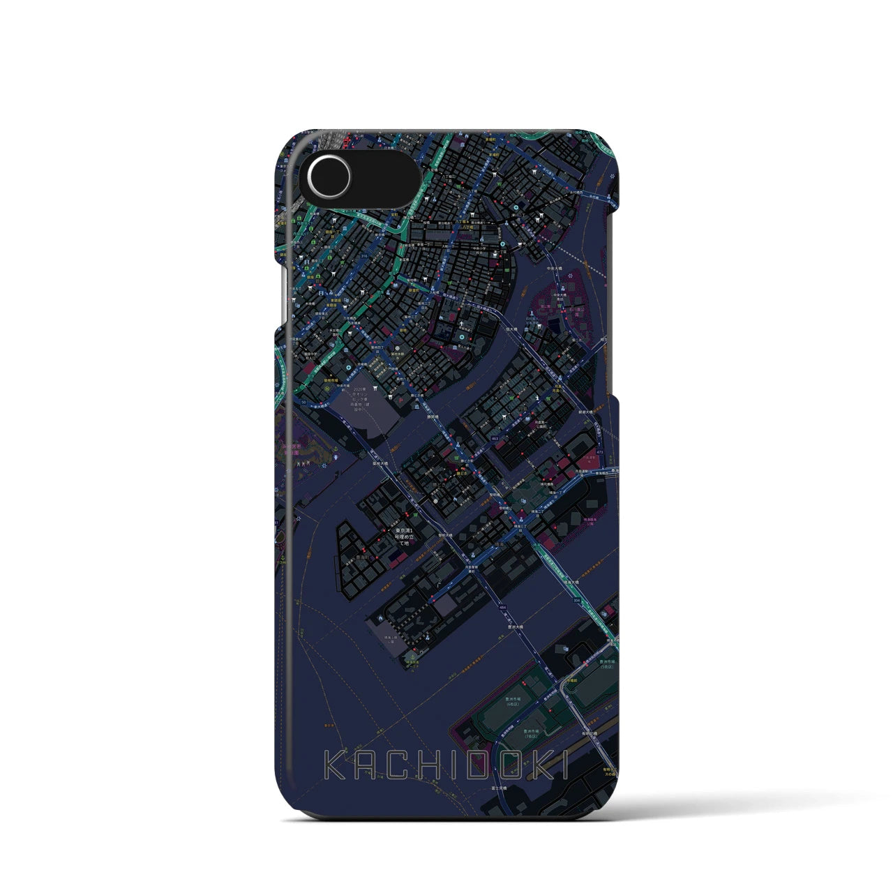 【勝どき（東京都）】地図柄iPhoneケース（バックカバータイプ）