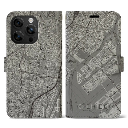 【勝どき（東京都）】地図柄iPhoneケース（手帳タイプ）モノトーン・iPhone 16 用