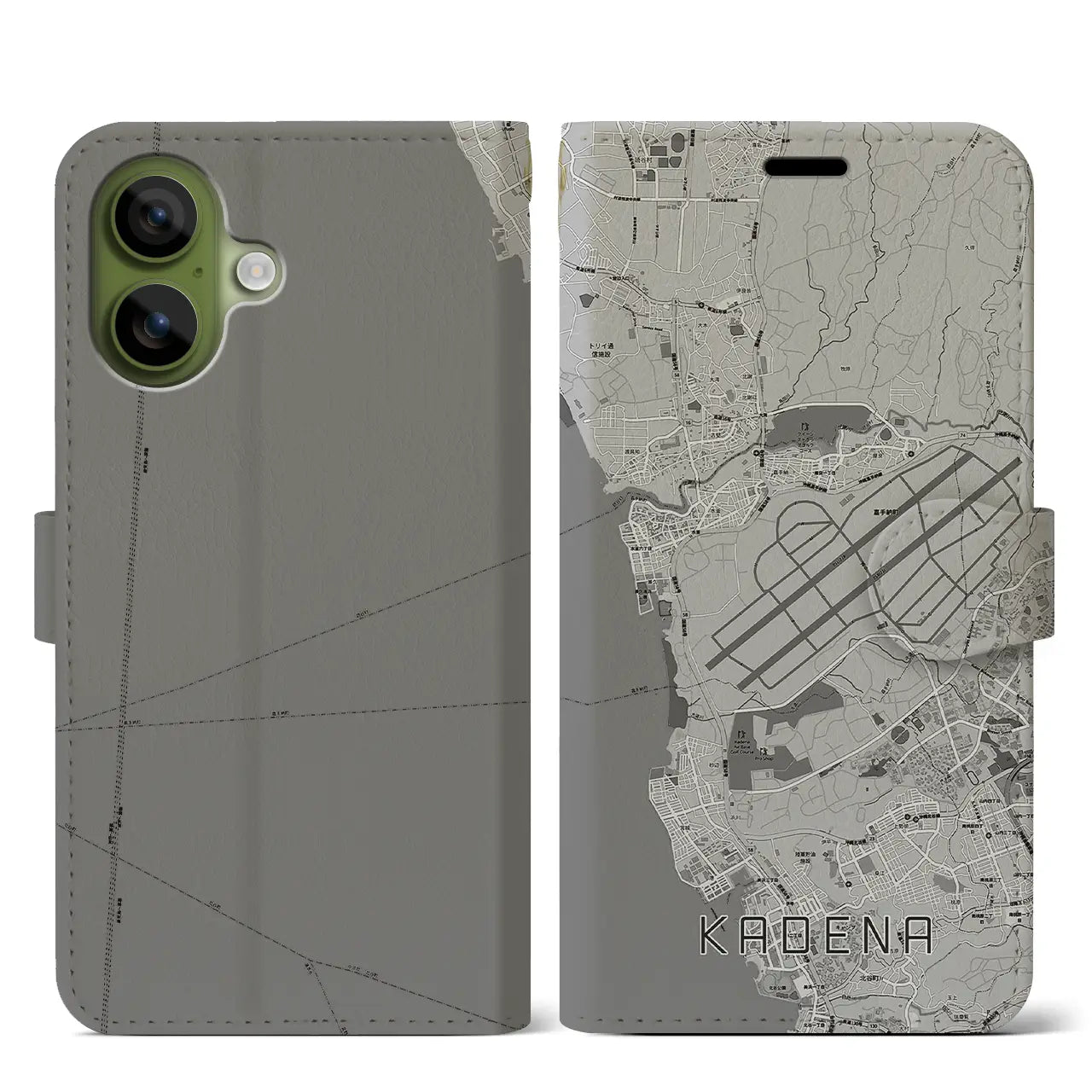 【嘉手納（沖縄県）】地図柄iPhoneケース（手帳タイプ）