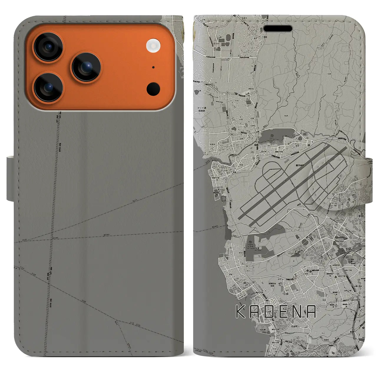 【嘉手納（沖縄県）】地図柄iPhoneケース（手帳タイプ）