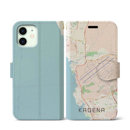 【嘉手納（沖縄県）】地図柄iPhoneケース（手帳タイプ）ナチュラル・iPhone 12 mini 用