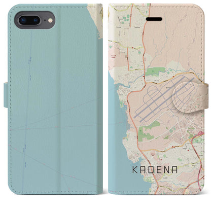 【嘉手納（沖縄県）】地図柄iPhoneケース（手帳タイプ）ナチュラル・iPhone 8Plus /7Plus / 6sPlus / 6Plus 用