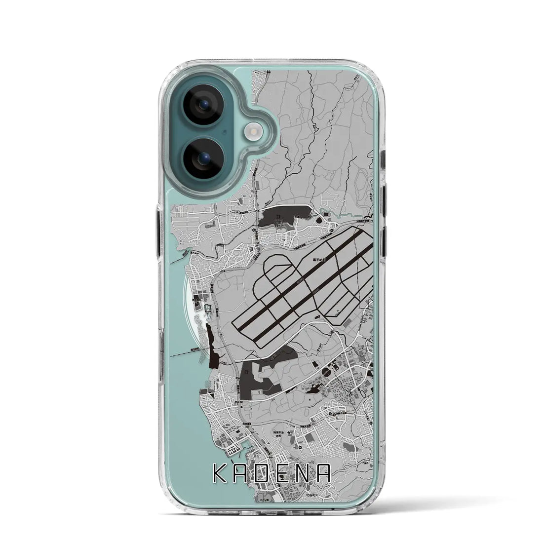 【嘉手納(沖縄県)】地図柄iPhoneケース(MagSafeタイプ)モノトーン・iPhone 16 Pro 用