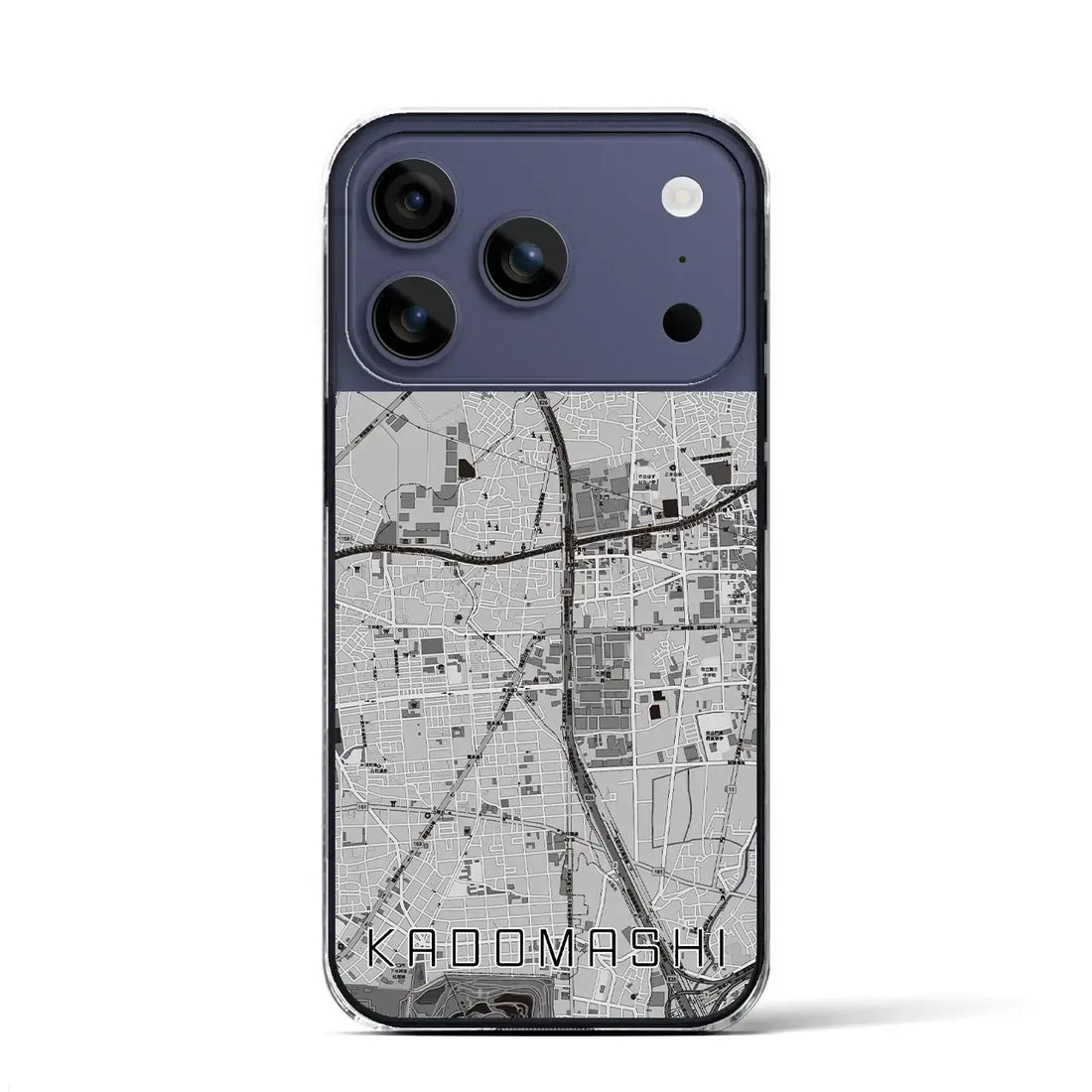 【門真市（大阪府）】地図柄iPhoneケース（クリアタイプ）モノトーン・iPhone 17 Pro Max 用
