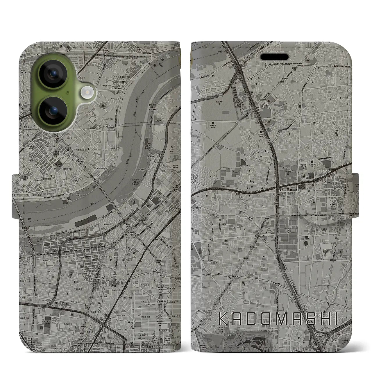 【門真市（大阪府）】地図柄iPhoneケース（手帳タイプ）