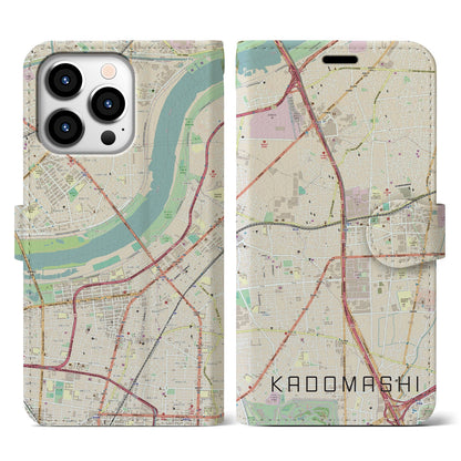 【門真市（大阪府）】地図柄iPhoneケース（手帳タイプ）ナチュラル・iPhone 13 Pro 用