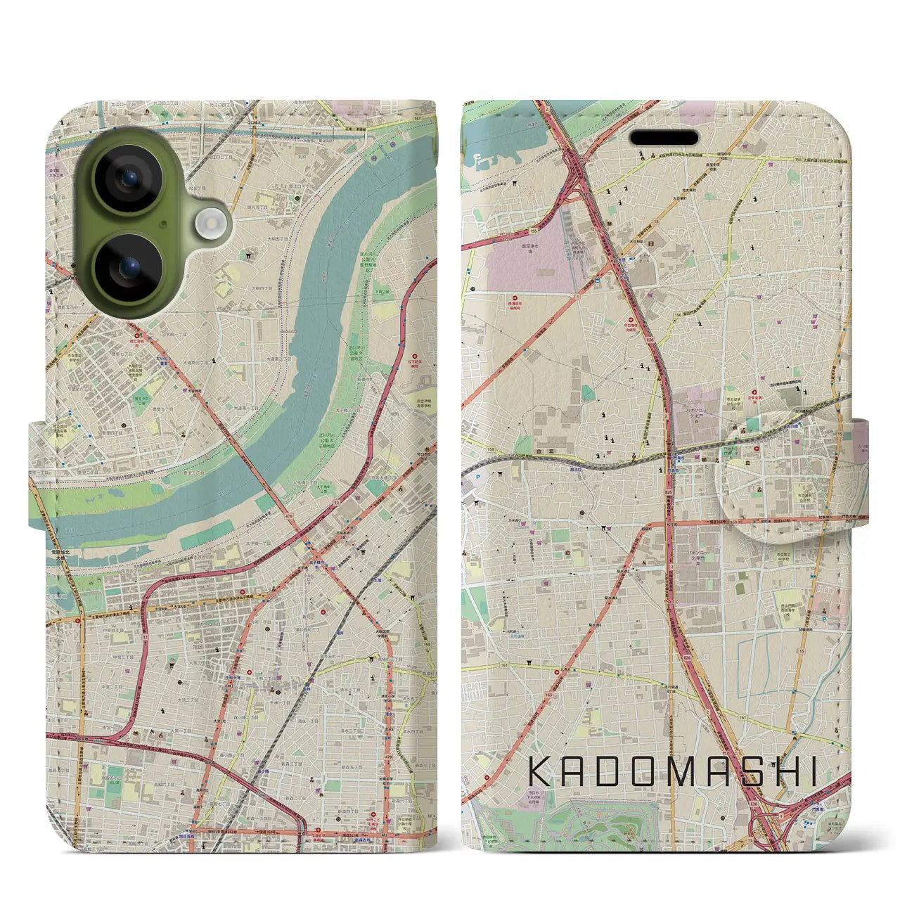 【門真市（大阪府）】地図柄iPhoneケース（手帳タイプ）