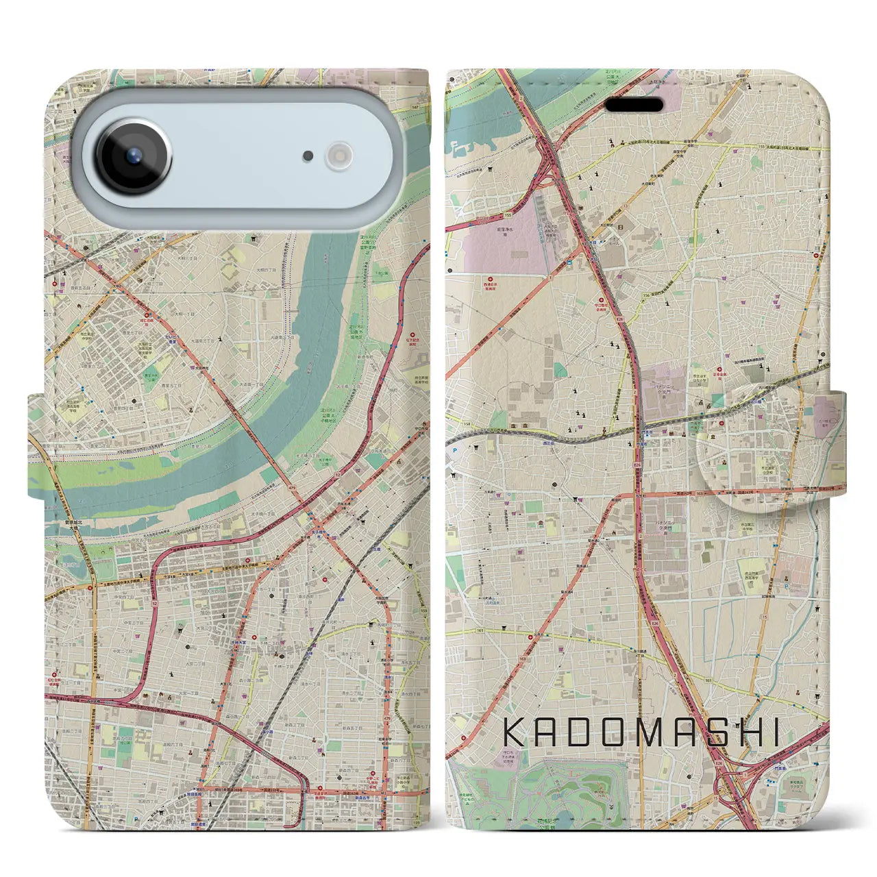 【門真市（大阪府）】地図柄iPhoneケース（手帳タイプ）