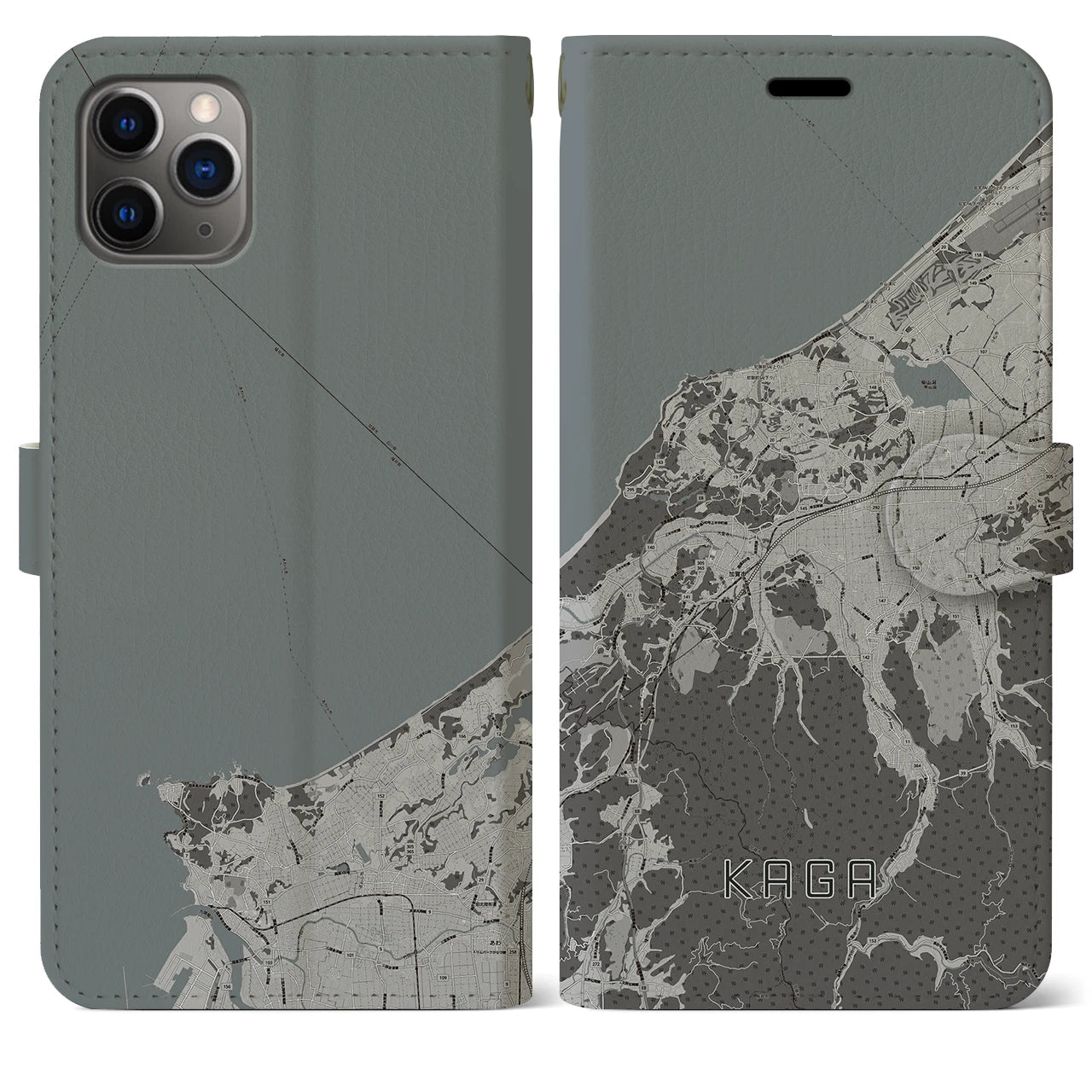 【加賀（石川県）】地図柄iPhoneケース（手帳タイプ）