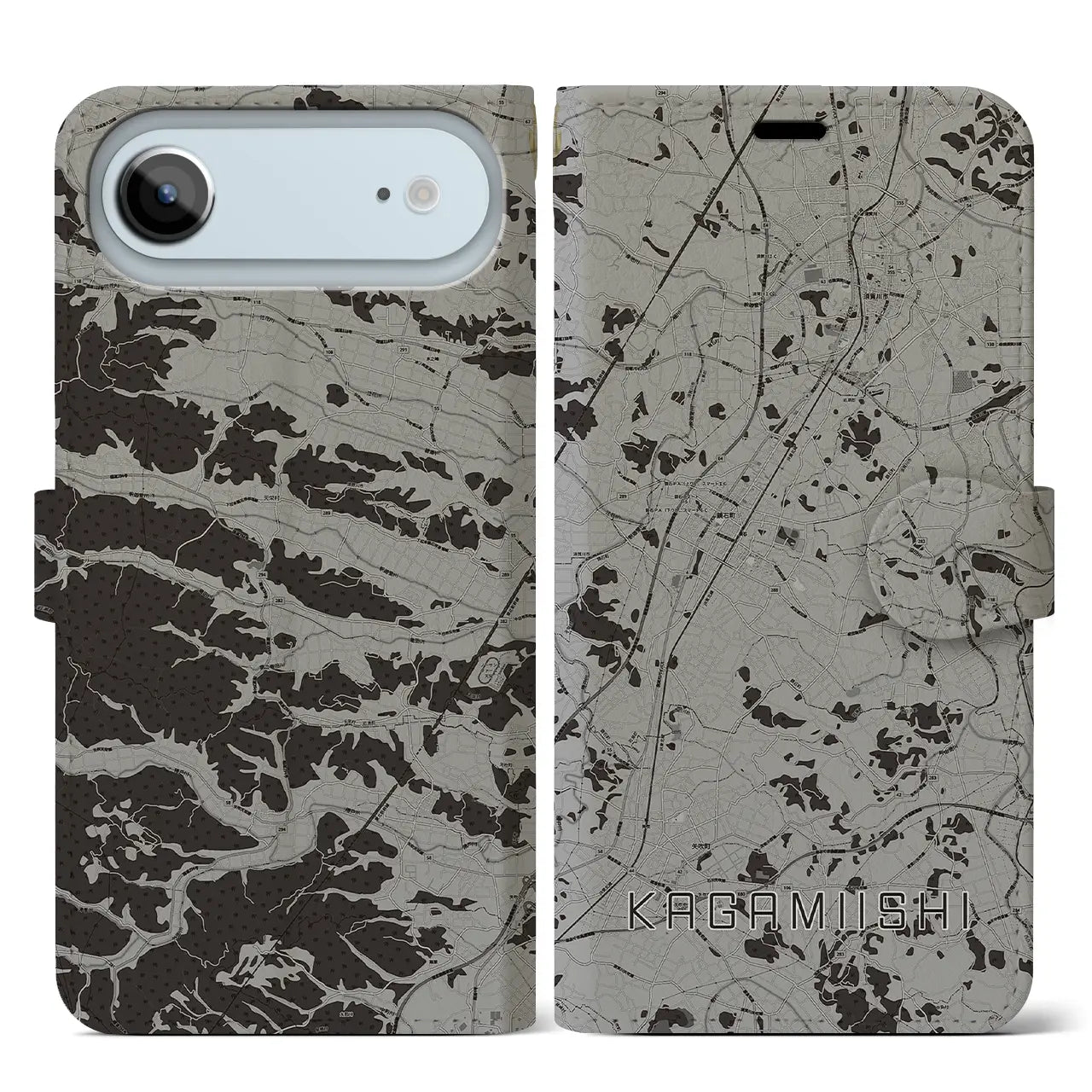 【鏡石（福島県）】地図柄iPhoneケース（手帳タイプ）