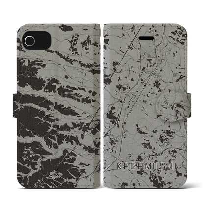 【鏡石（福島県）】地図柄iPhoneケース（手帳タイプ）モノトーン・iPhone SE（第3 / 第2世代） / 8 / 7 / 6s / 6 用