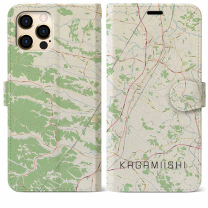 【鏡石（福島県）】地図柄iPhoneケース（手帳タイプ）ナチュラル・iPhone 12 Pro Max 用