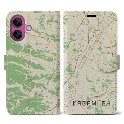 【鏡石（福島県）】地図柄iPhoneケース（手帳タイプ）ナチュラル・iPhone 16 Pro 用