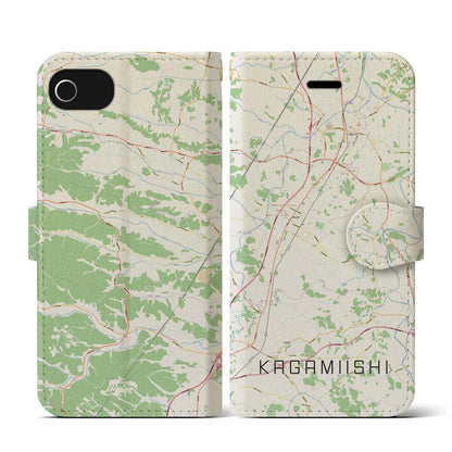 【鏡石（福島県）】地図柄iPhoneケース（手帳タイプ）ナチュラル・iPhone SE（第3 / 第2世代） / 8 / 7 / 6s / 6 用