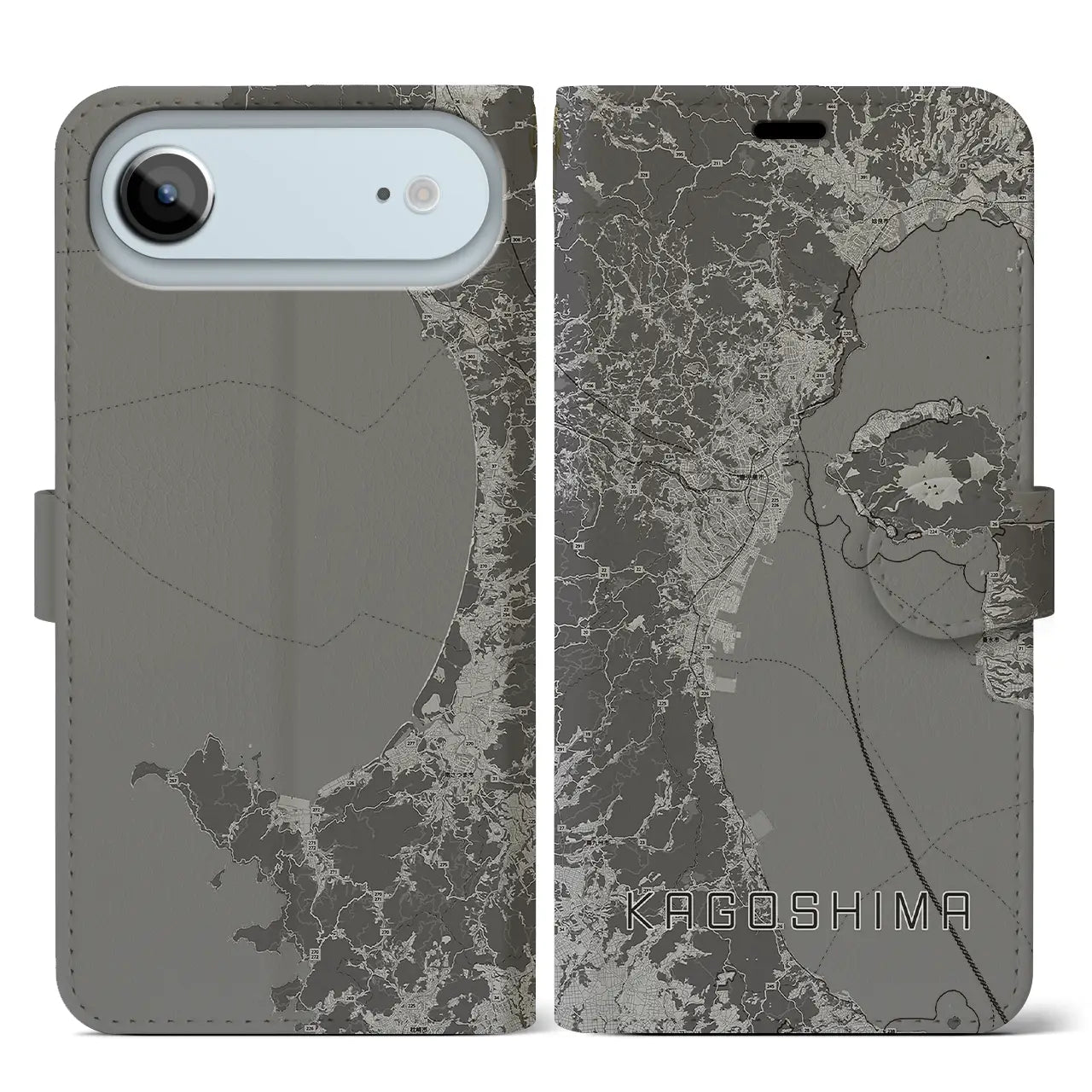 【鹿児島2（鹿児島県）】地図柄iPhoneケース（手帳タイプ）