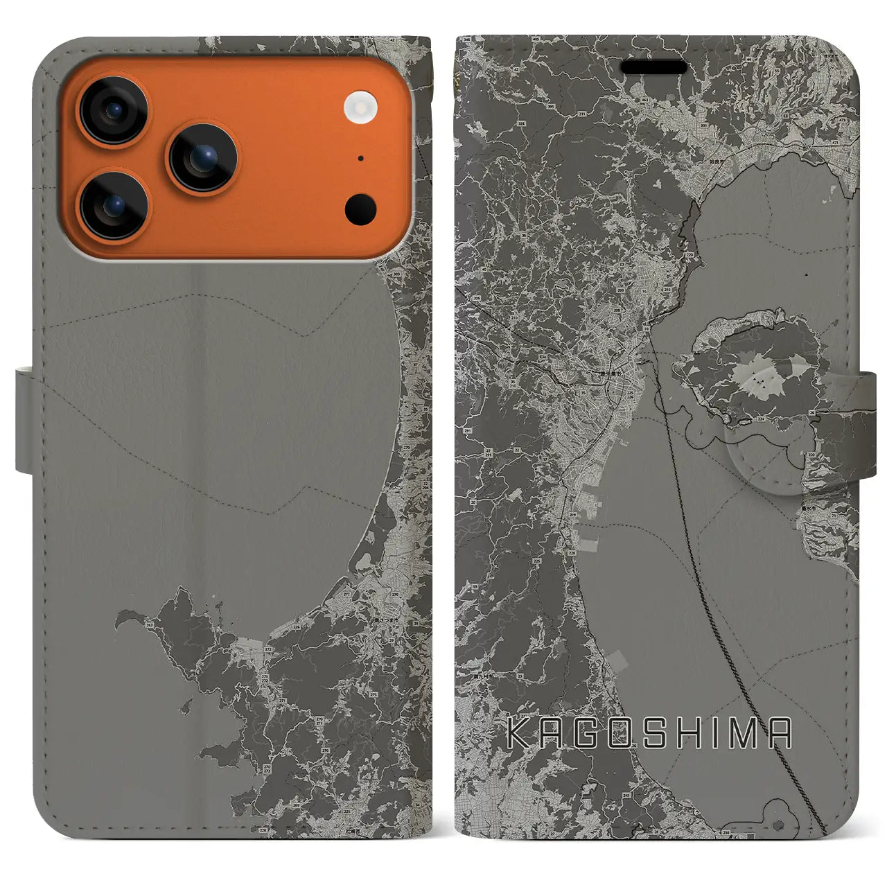 【鹿児島2（鹿児島県）】地図柄iPhoneケース（手帳タイプ）