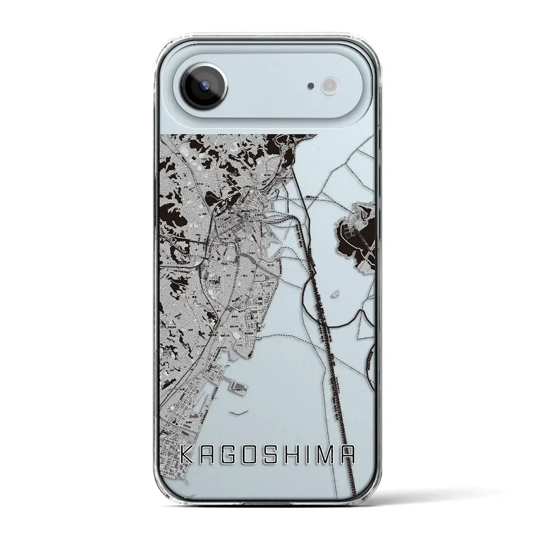 【鹿児島（鹿児島県）】地図柄iPhoneケース（クリアタイプ）モノトーン・iPhone 17 Pro Max 用