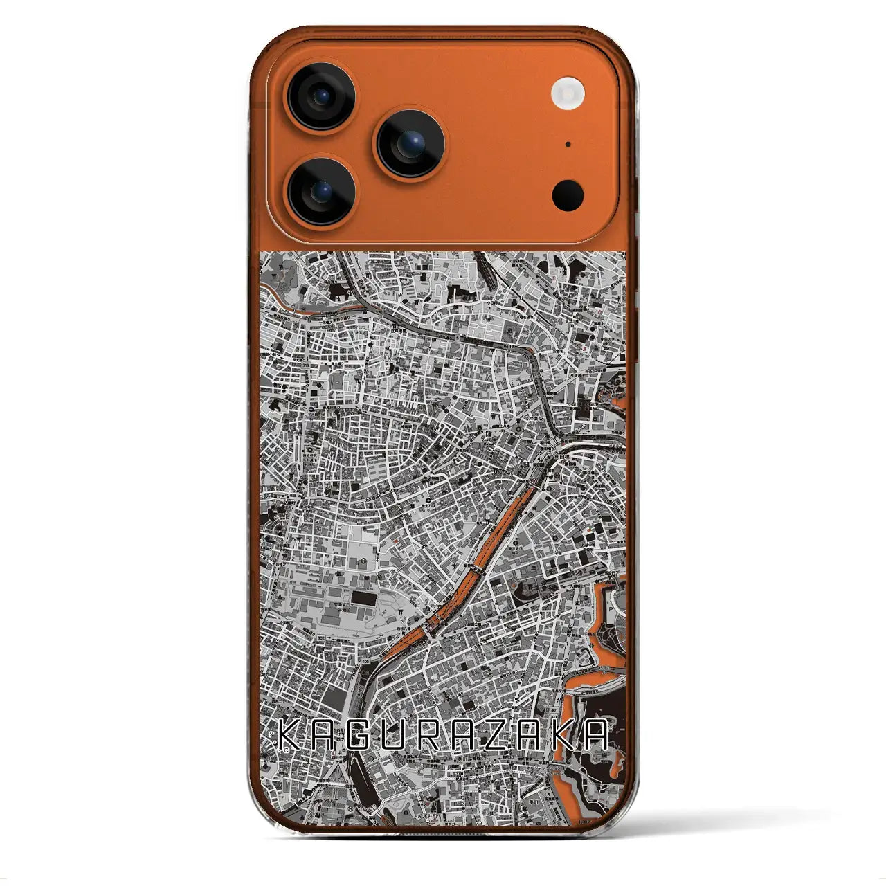 【神楽坂（東京都）】地図柄iPhoneケース（クリアタイプ）モノトーン・iPhone 17 Pro Max 用