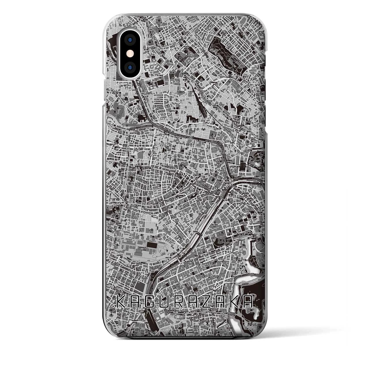 【神楽坂（東京都）】地図柄iPhoneケース（クリアタイプ）モノトーン・iPhone XS Max 用