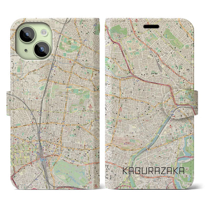 【神楽坂（東京都）】地図柄iPhoneケース（手帳タイプ）ナチュラル・iPhone 15 用