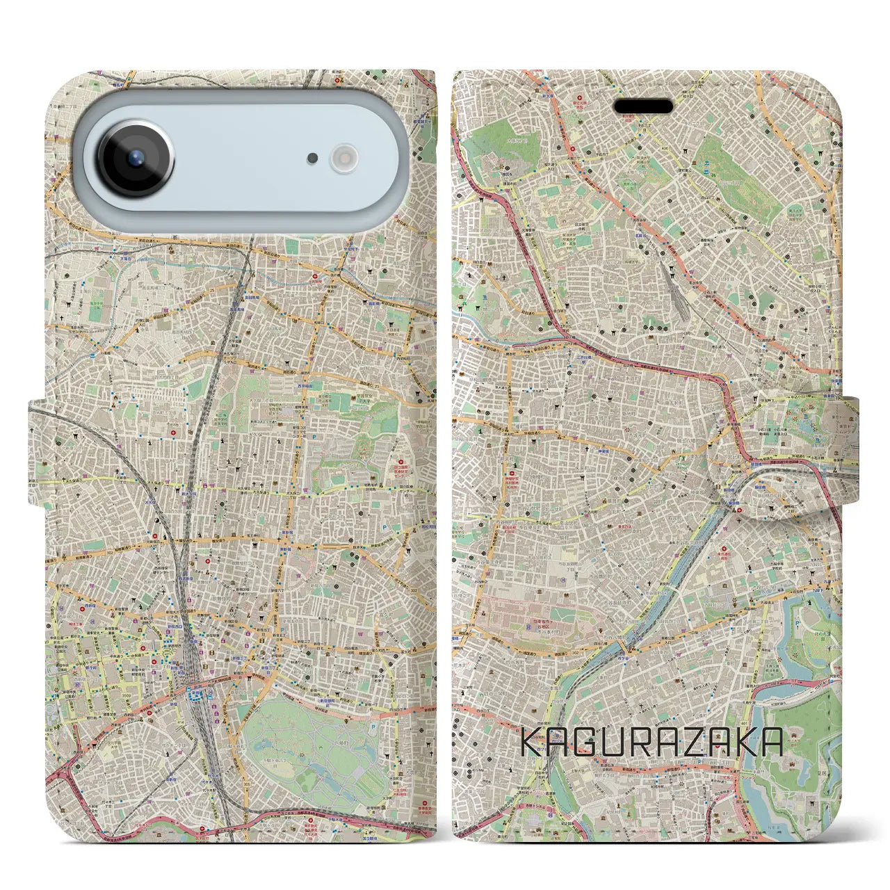 【神楽坂（東京都）】地図柄iPhoneケース（手帳タイプ）