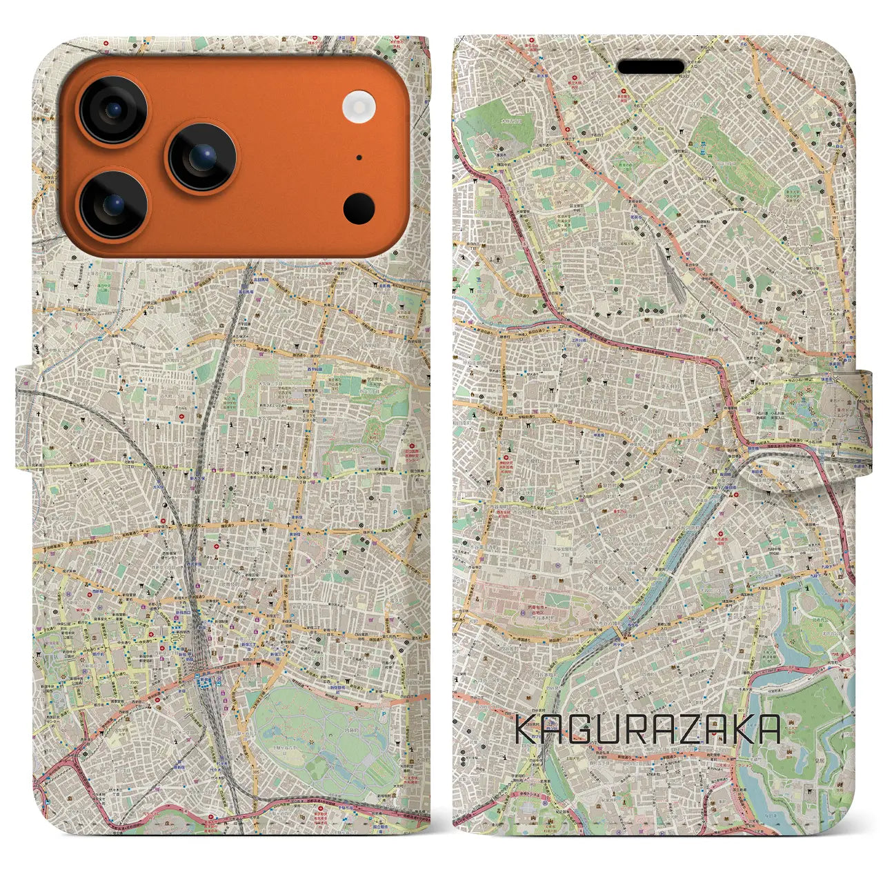 【神楽坂（東京都）】地図柄iPhoneケース（手帳タイプ）