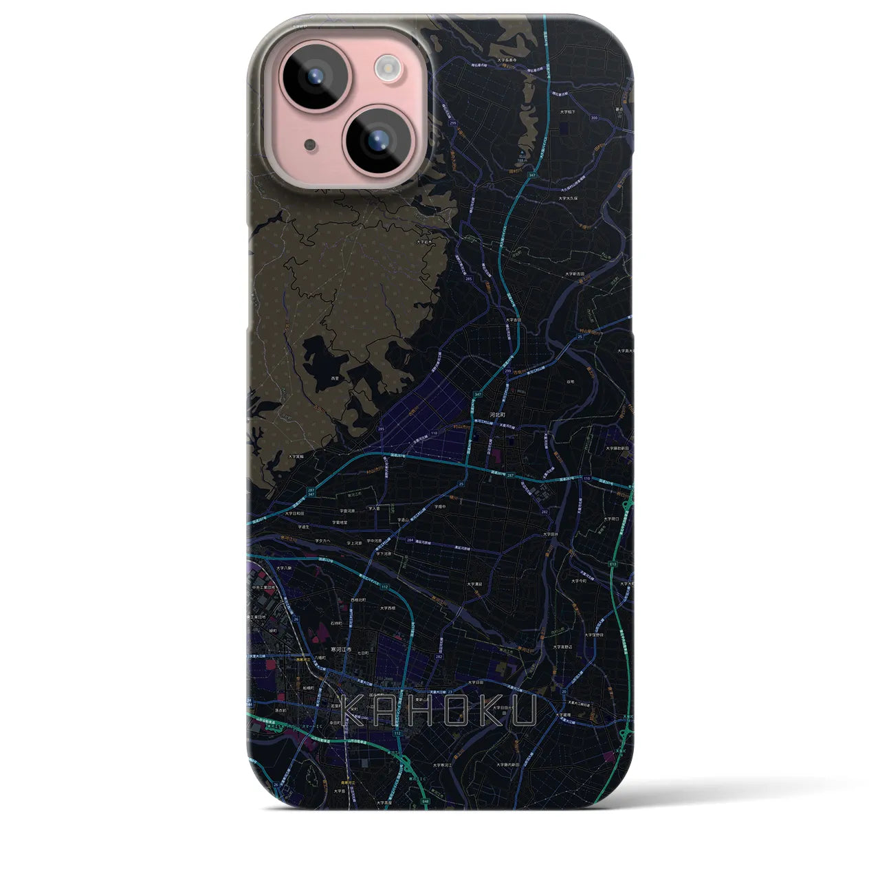 【河北（山形県）】地図柄iPhoneケース（バックカバータイプ）