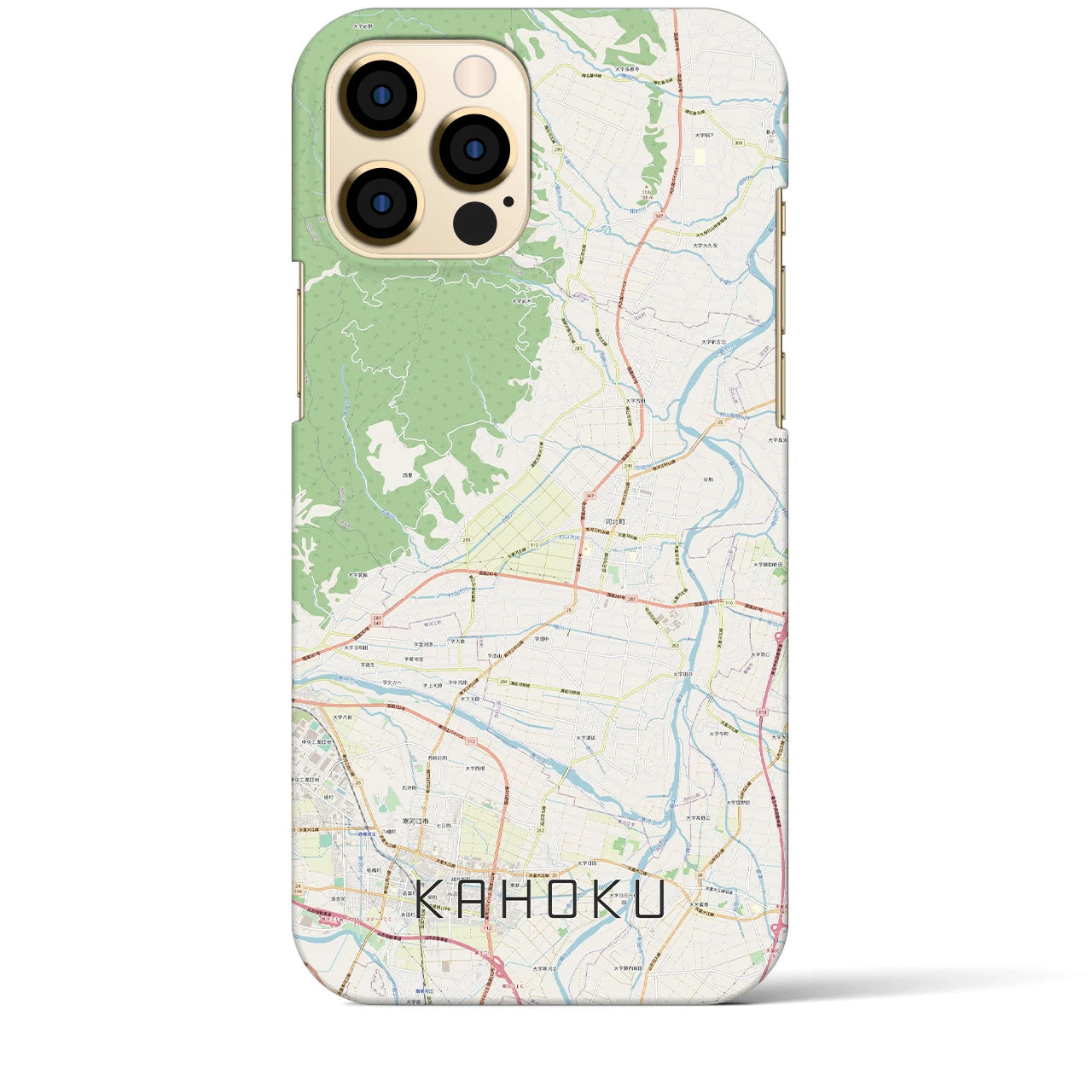 【河北（山形県）】地図柄iPhoneケース（バックカバータイプ）