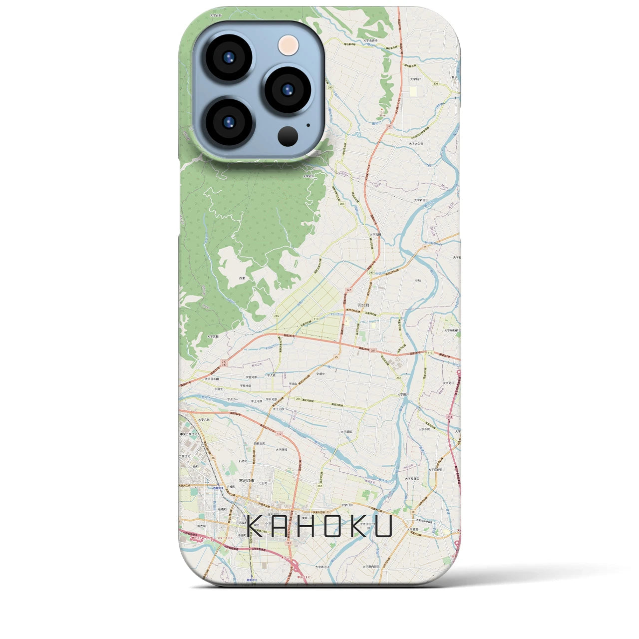 【河北（山形県）】地図柄iPhoneケース（バックカバータイプ）