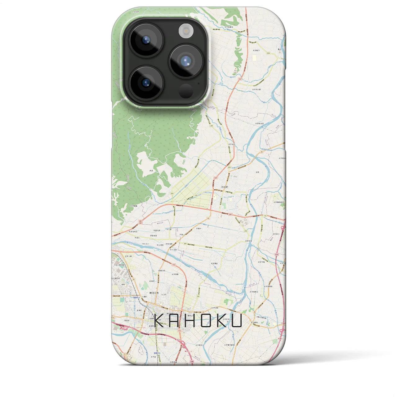 【河北（山形県）】地図柄iPhoneケース（バックカバータイプ）