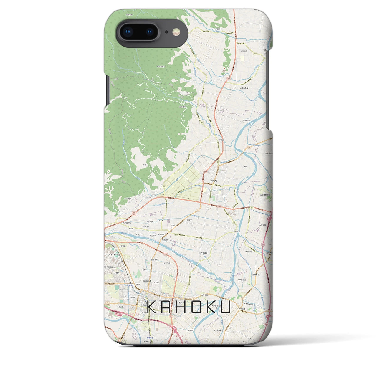 【河北（山形県）】地図柄iPhoneケース（バックカバータイプ）