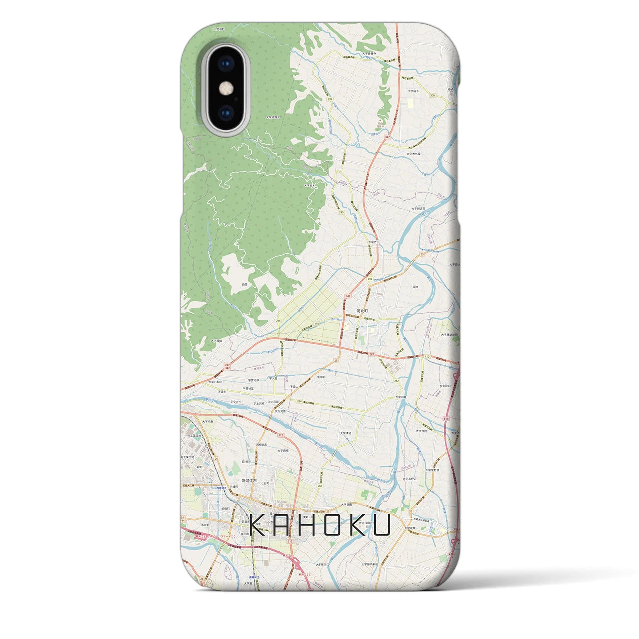 【河北（山形県）】地図柄iPhoneケース（バックカバータイプ）