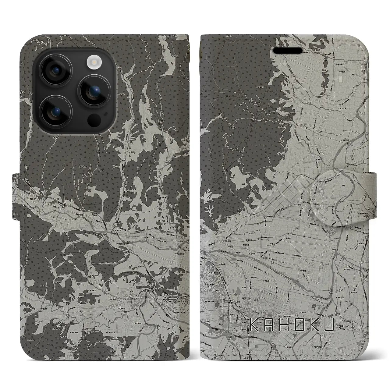 【河北（山形県）】地図柄iPhoneケース（手帳タイプ）