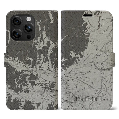 【河北（山形県）】地図柄iPhoneケース（手帳タイプ）モノトーン・iPhone 16 用