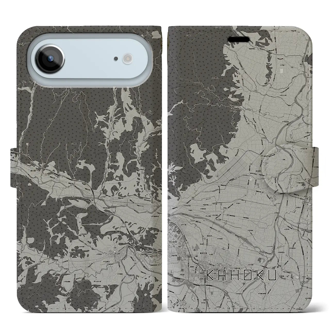 【河北（山形県）】地図柄iPhoneケース（手帳タイプ）