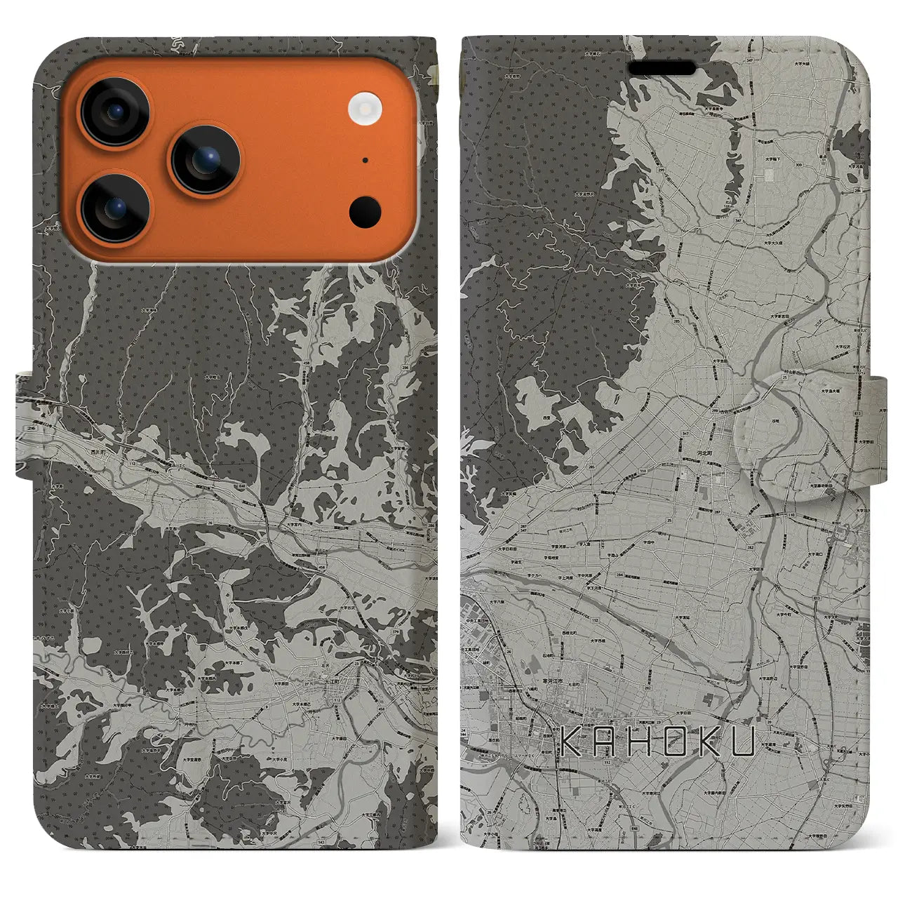 【河北（山形県）】地図柄iPhoneケース（手帳タイプ）