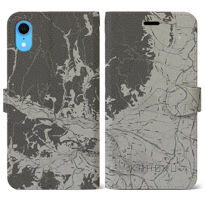 【河北（山形県）】地図柄iPhoneケース（手帳タイプ）モノトーン・iPhone XR 用